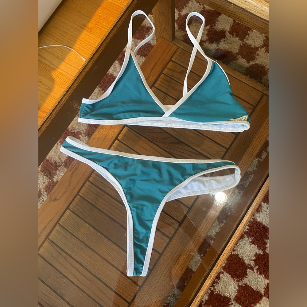 Chooks blue and white thong bikini